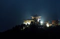 Bumthang Dzong monastery at night Royalty Free Stock Photo