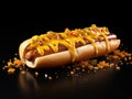 Bun fast frankfurter food background bread hotdog meat mustard dinner lunch snack sausage unhealthy Royalty Free Stock Photo