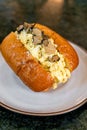 Bread with scrambled eggs and truffle mushroom Royalty Free Stock Photo