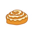 Bun frosting cinnamon roll vector illustartion