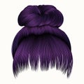 Bun hairs with fringe purple colors women fashion beauty st Royalty Free Stock Photo