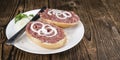 Bun with Mett (German cuisine; selective focus) Royalty Free Stock Photo