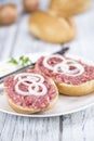 Bun with Mett (German cuisine; selective focus) Royalty Free Stock Photo
