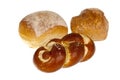Bun and Pretzel,isolated on white Royalty Free Stock Photo