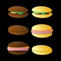 Bun sandwich. On a black background. Illyuchtration eps 10 . Use for the press, the websites, an undershirt, t-shirt, regis