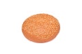 Round bun with seeds on isolated white background Royalty Free Stock Photo