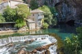 The Buna river and waterfall in Blagaj in Bosnia and Herzegovina. Royalty Free Stock Photo