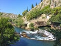 The Buna river and waterfall in Blagaj in Bosnia and Herzegovina. Royalty Free Stock Photo