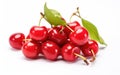 Bunch of Acerola Cherries Isolated on White Background -Generative Ai Royalty Free Stock Photo