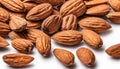 A bunch of almonds on a white background Royalty Free Stock Photo