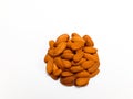 Pie of almonds on white background Royalty Free Stock Photo