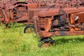 Bunch of Antique Tractors Royalty Free Stock Photo