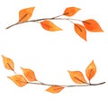 bunch of autumn leaves wreath watercolor for decoration on autumn season