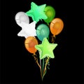 A bunch of balloons in the colors of the Irish flag. Vector graphics