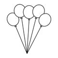 Bunch balloons decoration festive thin line image