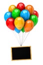 Bunch of Balloons Holding Up a Blank Chalkboard Royalty Free Stock Photo