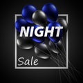 A bunch of balloons with night sale sign