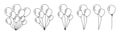 Bunch of balloons set line bunches groups vector