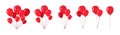 Bunch of balloons set red bunches groups vector