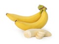 Bunch of banana and banana slice isolated on white background Royalty Free Stock Photo