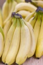 Bunch of bananas on boxes in supermarket. yellow bananas in a supermarket Royalty Free Stock Photo