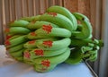 A bunch of bananas with Chinese blessing word