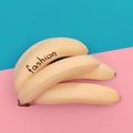 Bunch Bananas fashion. Minimalism photo. Pastel colors Royalty Free Stock Photo