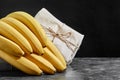 Bunch bananas isolated on grey white background A bunch of bananas on a gray background. Royalty Free Stock Photo