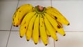 Bunch of bananas isolated on white floor