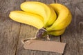 Bunch of bananas with price tag Royalty Free Stock Photo