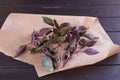 Bunch of basil on parchment paper Royalty Free Stock Photo