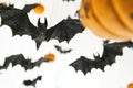 A bunch of bats hanging from the ceiling in a dark, mysterious setting Royalty Free Stock Photo