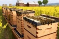 beehives for honey production. AI Generated