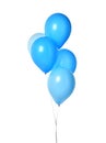 Bunch of big blue balloons object for birthday party isolated on a white