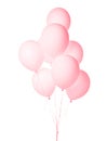 Bunch of big light pink balloons object for birthday party isolated on a white Royalty Free Stock Photo