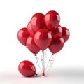 Bunch of big red balloons object for birthday party isolated on a white background. Royalty Free Stock Photo