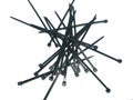 Bunch of Black Cable Ties Isolated on White Background Royalty Free Stock Photo