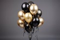 A bunch of black and gold helium balloons Royalty Free Stock Photo