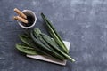 A bunch of black kale, Italian salad, Green vegetable leave, healthy eating, vegetarian food. Super food . Selective Royalty Free Stock Photo