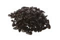 Bunch of black sunflower seeds , close-up . Royalty Free Stock Photo