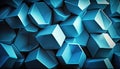 a bunch of blue cubes are stacked up in a pile.