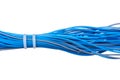 Bunch of blue fiber optic cable network isolated on white Royalty Free Stock Photo