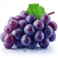 Bunch Of Blue Grapes With Leaves Royalty Free Stock Photo