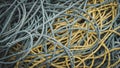 A bunch of blue and yellow fishing rope Royalty Free Stock Photo