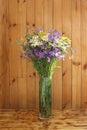 Bouquet of wildflowers in a glass vase Royalty Free Stock Photo