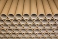 A bunch of brown industrial paper core. A lot of paper cores or paper tubes. Royalty Free Stock Photo