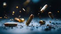A bunch of bullets falling from the ground Royalty Free Stock Photo