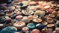 a bunch of buttons that are sitting on a table together, all of them are different colors and sizes, and the buttons have a lot Royalty Free Stock Photo