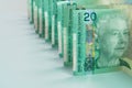 Landscape Canadian Twenty Dollar Bills Royalty Free Stock Photo