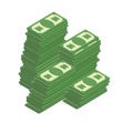 Bunch of cash. Piles of dollars. Wealth. Vector illustration.